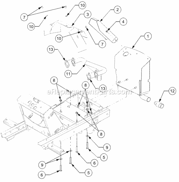 Engine Mounting And Muffler Diagram and Parts List for GT2521-48 13A-278M710 Cub Cadet Lawn Tractor